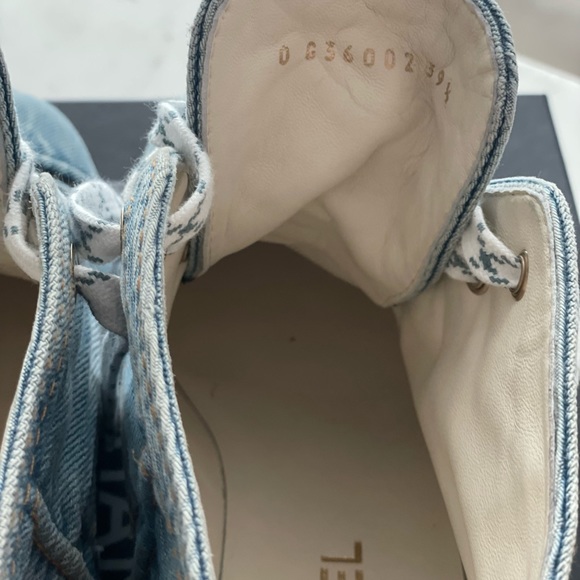 SOLD Chanel Denim Lace Up Booties 20P - Picture 6 of 7